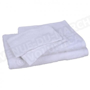 Lot de 1 drap de bain + 1 serviette + 2 gants ELEGANCE Blanc