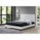 FILIP Lit + sommier 140x190cm simili blanc noir