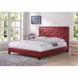 FILIP Lit + sommier 140x190cm simili rouge