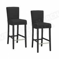 ELVIS Lot de 2 chaises de bar déhoussables noires