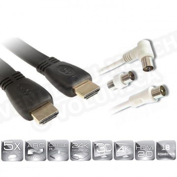 Câble HDMI 1.5m + Câble antenne TV 3m