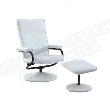 Fauteuil relax + repose pieds blanc- Dossier inclinable