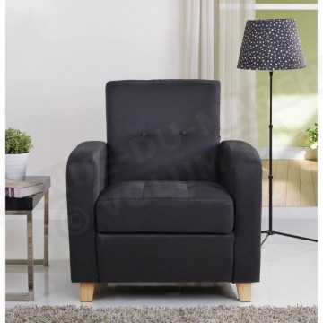 ALFRED Fauteuil avec accoudoirs 79x74 cm - Tissu - Noir