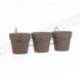 Lot 3 Pots "TOSCANE" Ø 15,3 Contenance 1,6 L + 1 support gris martelé