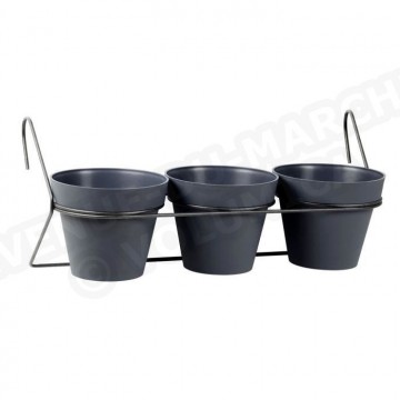 TOSCANE lot 3 Pots 3L anthracite+support DIA.20X17