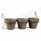 TOSCANE Lot 3 Pots Ø 20 contenance 3 L + 1 support gris martelé