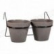 TOSCANE Lot 2 Pots Ø 25 contenance 6L + 1 support gris martelé