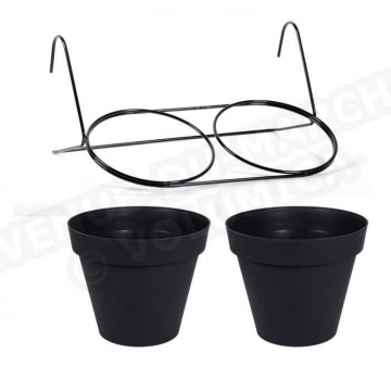 TOSCANE 2 Pots 6L anthracite+support DIA.25X20,6