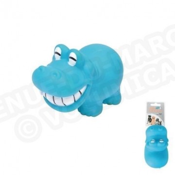 Jouet hippopotame bleu en plastique pour chien 12.5 x 9cm