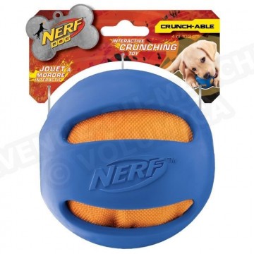 Jouet chien Nerf dog crunchable ball bleu
